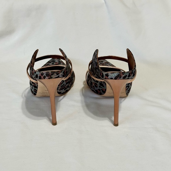 Malone Souliers Leopard Print Maureen Mules with Rose Gold Straps and heel - Picture 6 of 8